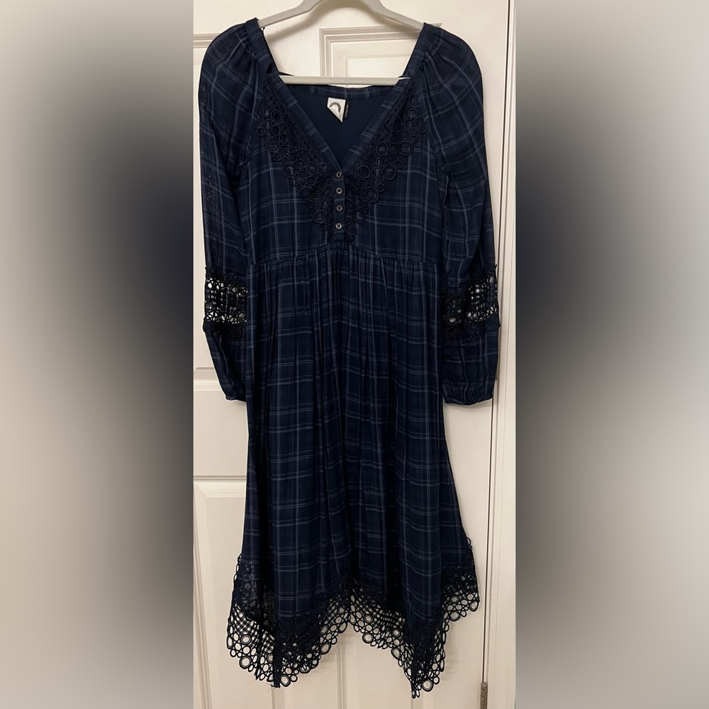 Anthropologie Akemi + Kim Blue Plaid Dress